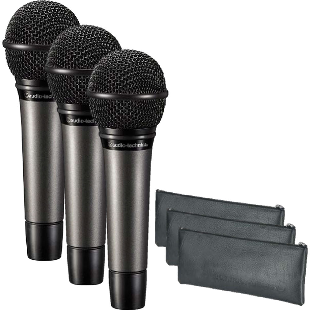 Audio-Technica ATM510PK Vocal Microphone Pack Includes 3x ATM510, Zippered Pouches and Mic Clips