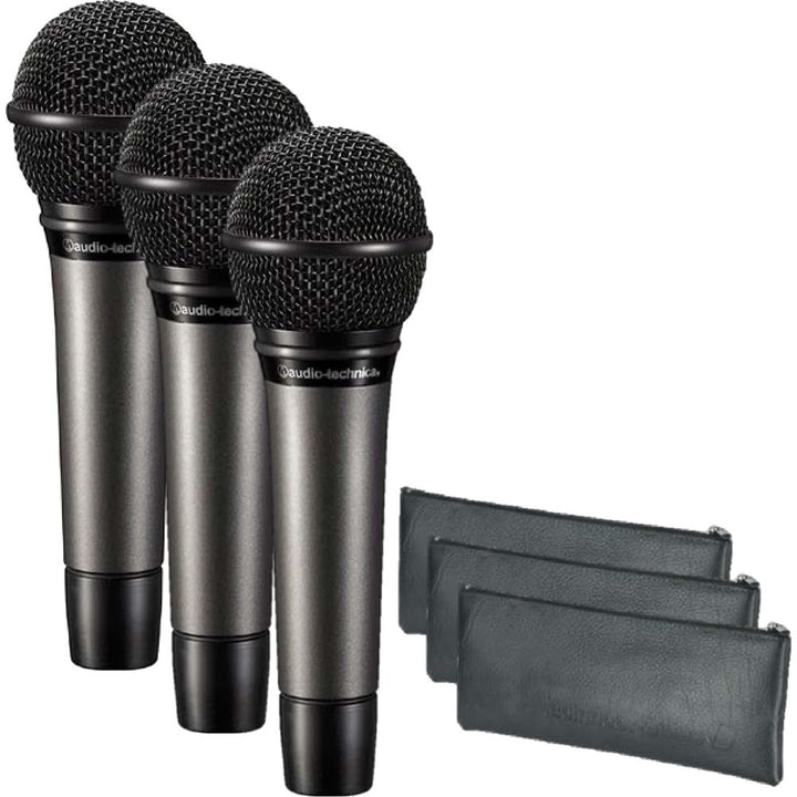 Audio-Technica ATM510PK Vocal Microphone Pack Includes 3x ATM510, Zippered Pouches and Mic Clips