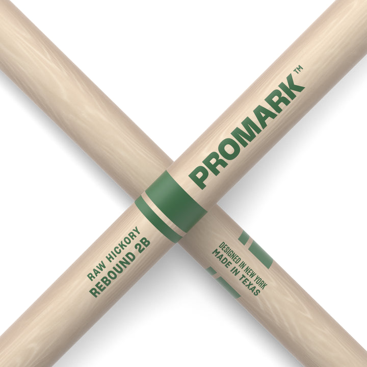 Promark RBHR625AW-Promark Rebound 2B Raw Hickory Drumsticks, Acorn Wood Tip
