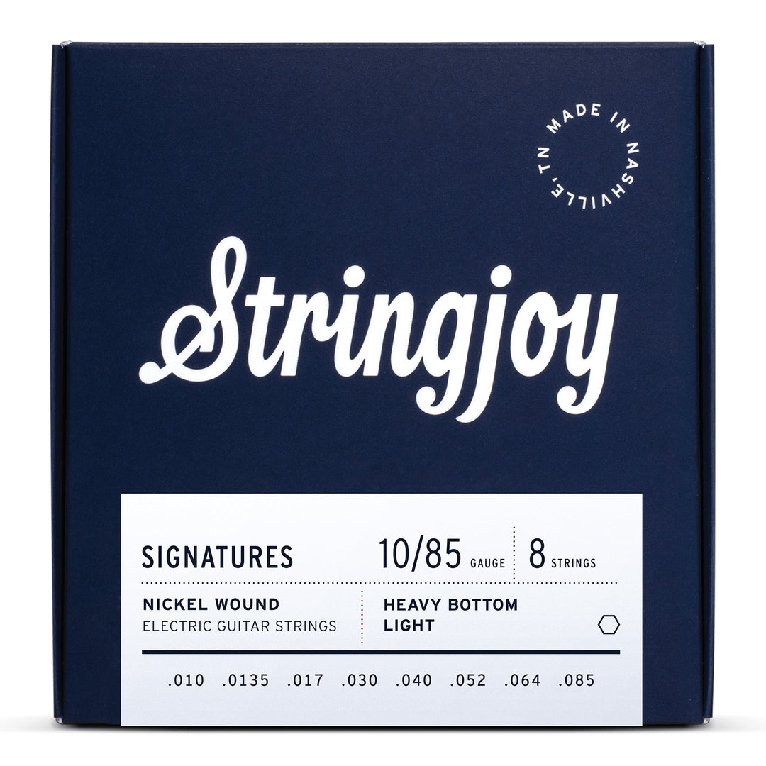 Stringjoy Signatures | 8 String Heavy Bottom Light Gauge (10-85) Nickel Wound Electric Guitar Strings