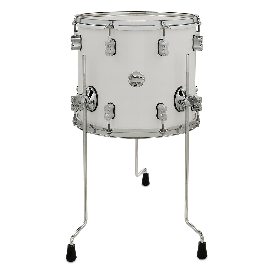 PDP Concept Maple Lacquer 12x14 Floor Tom w/ Chrome Hardware - Pearlescent White