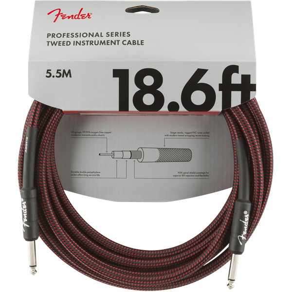 Fender Professional Series Instrument Cable, Red Tweed - 18.6ft