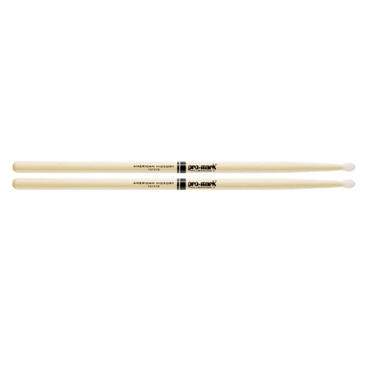 Promark TX747N -Promark American Hickory 747 Nylon Tip Drumsticks