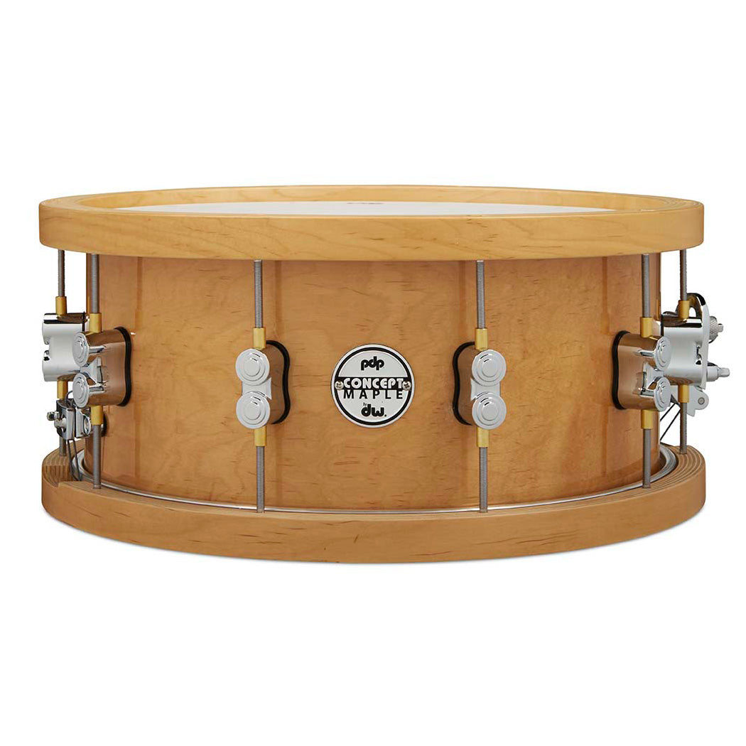 PDP Concept Maple 6.5x14 Snare Drum 20-Ply w/ Thick Wood Hoops & Chrome Hardware - Natural Lacquer