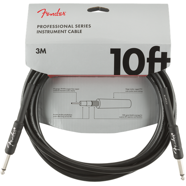 Fender Professional Series Instrument Cable - Black - 10ft