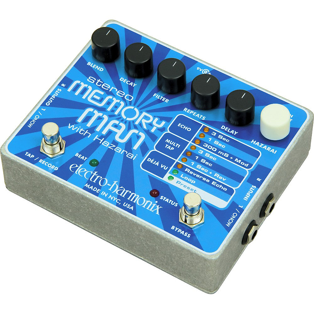 Electro-Harmonix STEREO MEMORY MAN WITH HAZARAI Digital Delay and Looper Pedal