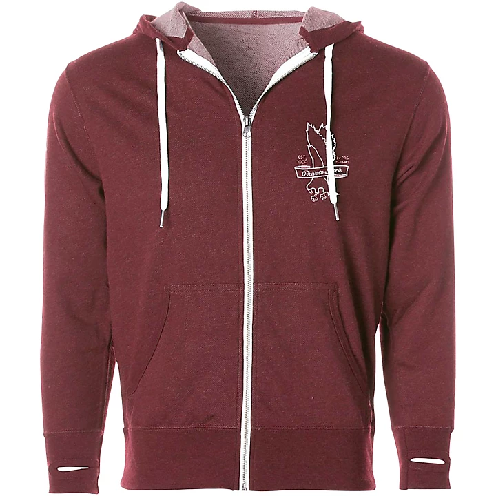PRS Hoodie, Full-Zip, Private Stock Logo - Heather Red