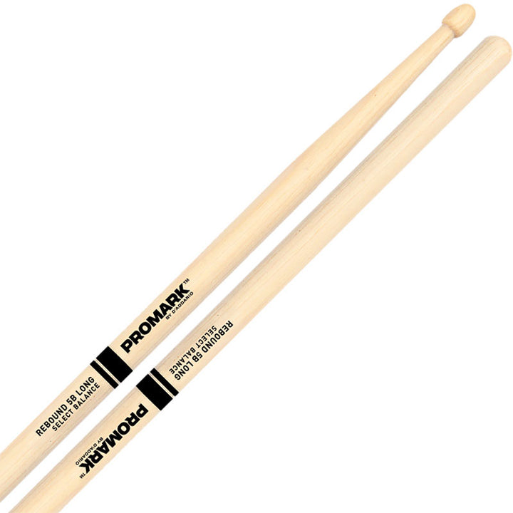 Promark RBH595LAW- Promark Rebound 5B Long 5.95" Hickory Drumsticks With Acorn Tip
