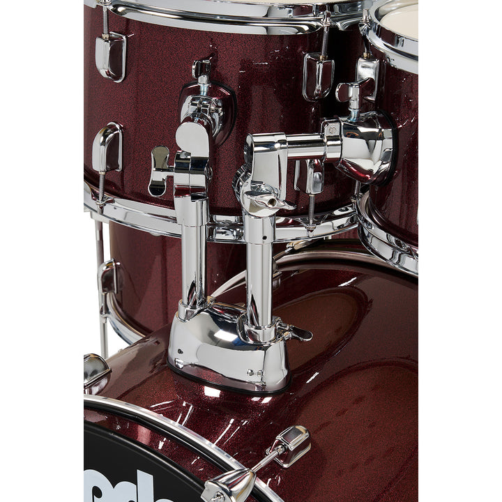 PDP Center Stage 5-Piece Complete Drum Kit w/ Hardware, Cymbals & Throne (7x10, 8x12, 12x14F, 14x20, 5x14 Snare) - Ruby Red Sparkle