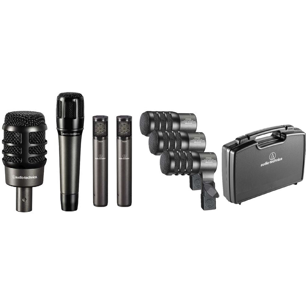Audio-Technica ATM-DRUM7 Drum Microphone Pack - 1x ATM250, 1x ATM650, 2x ATM450, 3x ATM230 w/ Case & Mic Mounts