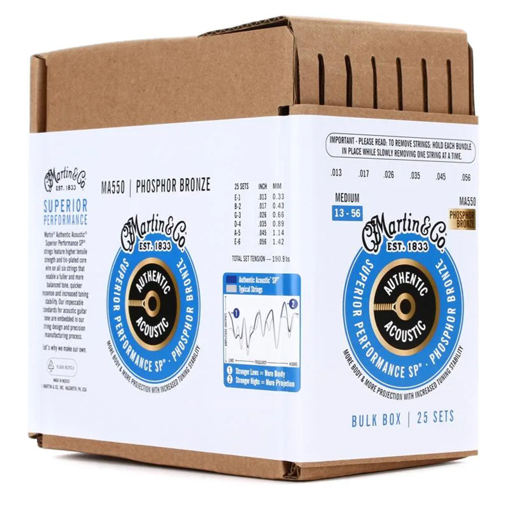 Martin Guitars MA550  Acoustic Guitar Strings Bulk 25 Sets Medium (13-56)