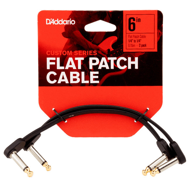 D'Addario Flat Patch Cable 6-Inch Matching Right-Angle (Pair)