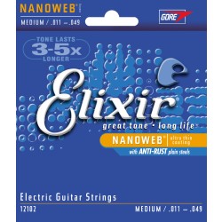 Elixir 12102 Electric Guitar 6 Strings NanoWeb Medium