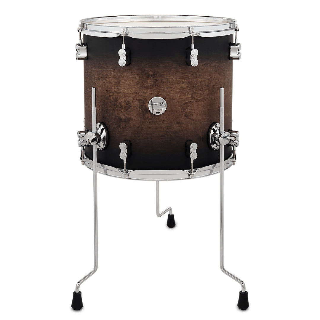 PDP Concept Maple Lacquer 14x16 Floor Tom w/ Chrome Hardware - Satin Charcoal Burst