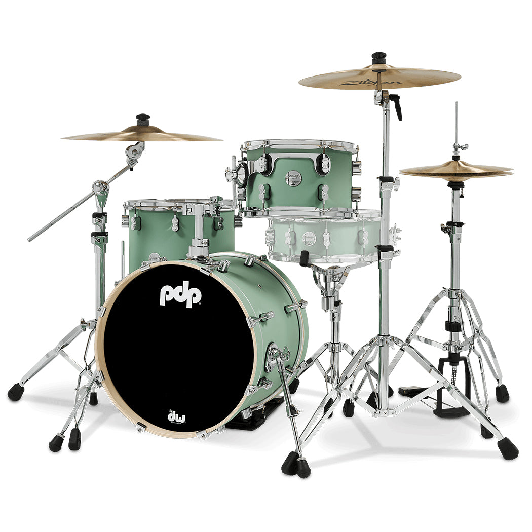 PDP Concept Maple Finish Ply CM Bop Kit Shell Pack w/ Chrome Hardware (14x18 w/ BDM, 8x12, 14x14FT) - Satin Seafoam