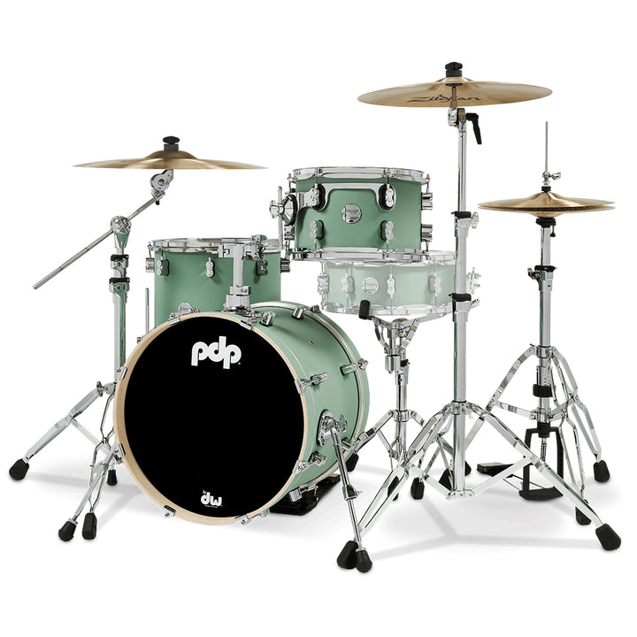 PDP Concept Maple Finish Ply CM Bop Kit Shell Pack w/ Chrome Hardware (14x18 w/ BDM, 8x12, 14x14FT) - Satin Seafoam