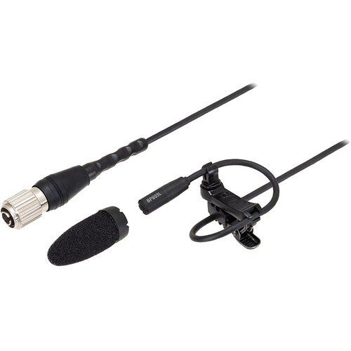 Audio-Technica BP899LcH Submini Omnidirectional Condenser Lavalier Microphone w/ 55” Cable, Low Sensitivity CH 4P Connector - Black