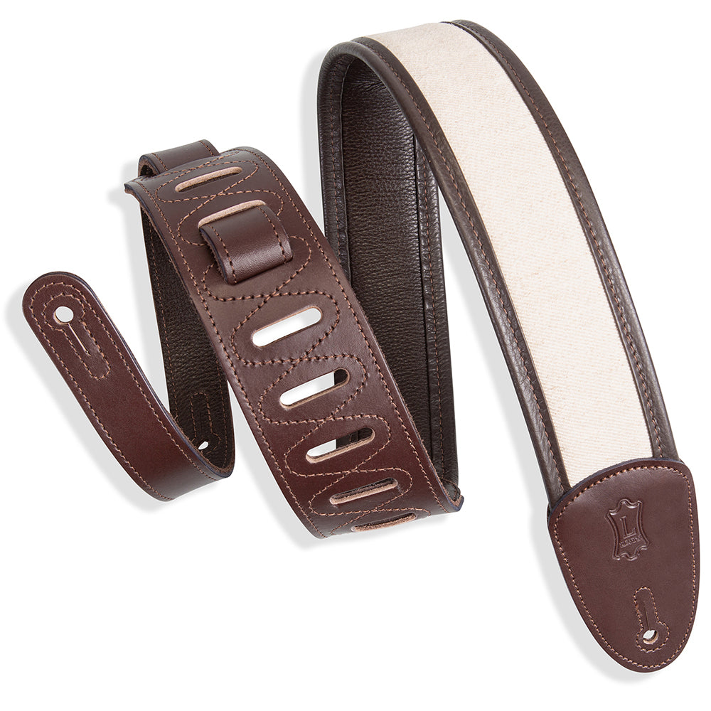 Levy’s MHG2-DBR Lux Padded Hemp Guitar Strap - Traditional Dark Brown
