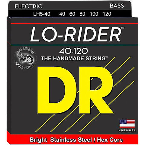 DR Strings LH5-40 (Lite 5's) - LO-RIDER  - Stainless Steel Bass: 40, 60, 80, 100, 120