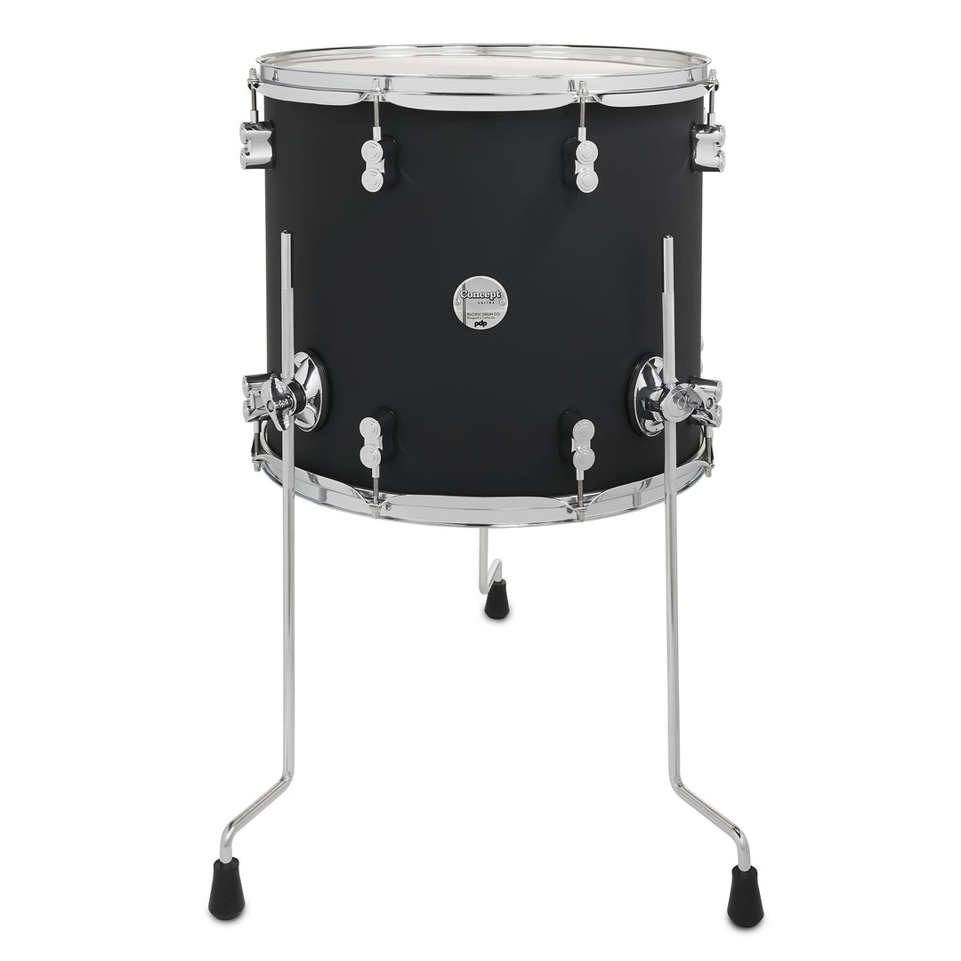 PDP Concept Maple Finish Ply 14x16 Floor Tom w/ Chrome Hardware - Satin Black