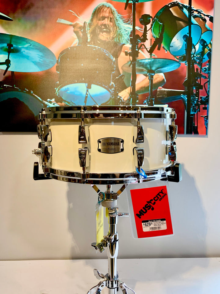 Yamaha AMS1460 Snare Drum Absolute Hybrid Maple 14” x 6” - Polar White