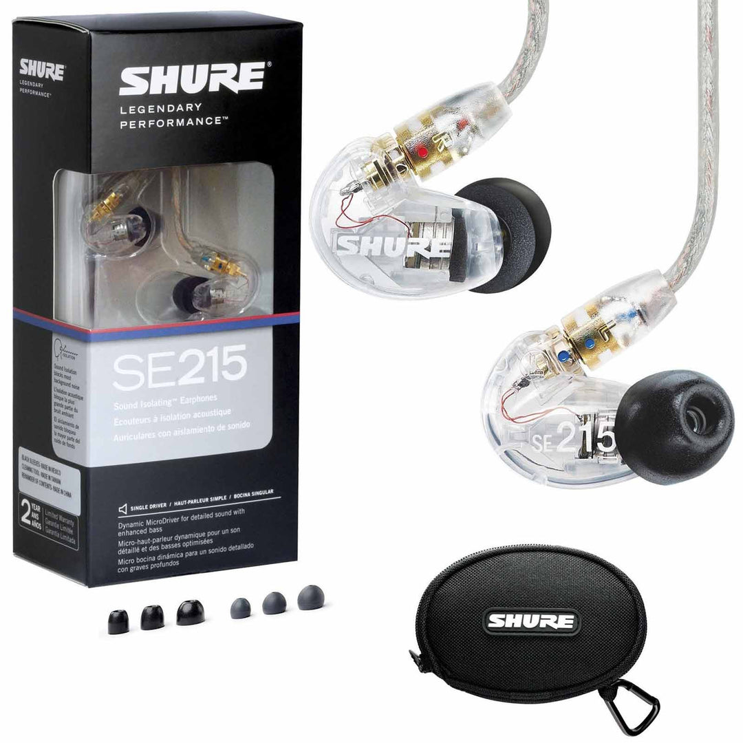 Shure SE215 Sound-Isolating In-Ear Stereo Earphones Clear Set