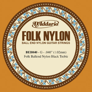 D'Addario BEB040 - SINGLE FOLK BLK NYL 040 BALL