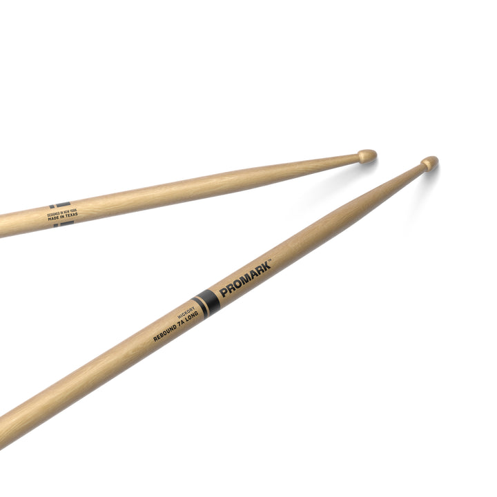 Promark RBH535LAW- Promark Rebound 7A Long Hickory Drumsticks, Acorn Wood Tip