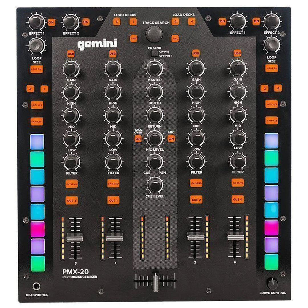 Gemini PMX-20 Battle-Style 4-Channel Digital DJ Mixer w/ USB MIDI Interface