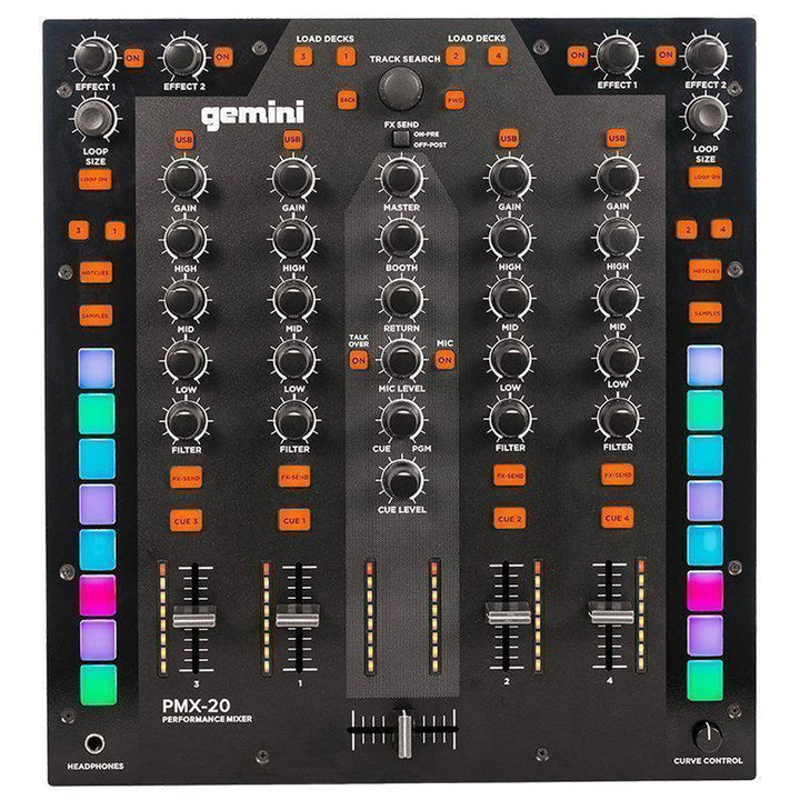 Gemini PMX-20 Battle-Style 4-Channel Digital DJ Mixer w/ USB MIDI Interface