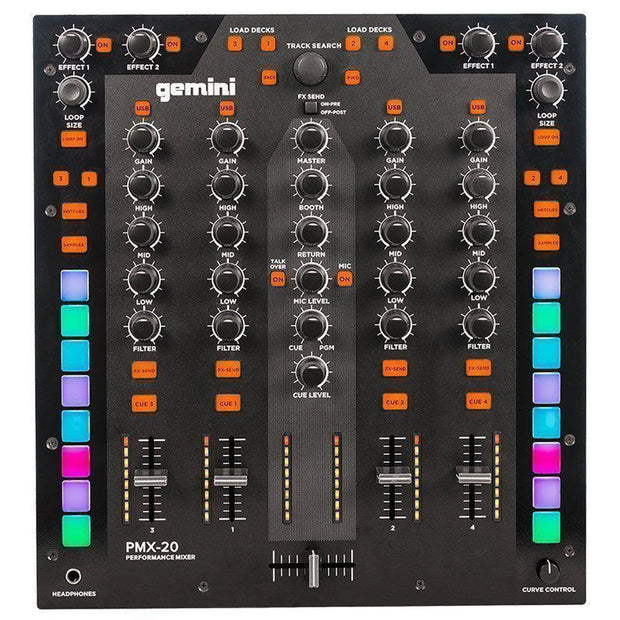 Gemini PMX-20 Battle-Style 4-Channel Digital DJ Mixer w/ USB MIDI