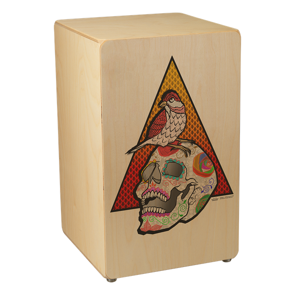 Remo Asia CJ-6220-00-AB001 - 12x12x19''Cajon, Natural Revere Bird Candy Skull