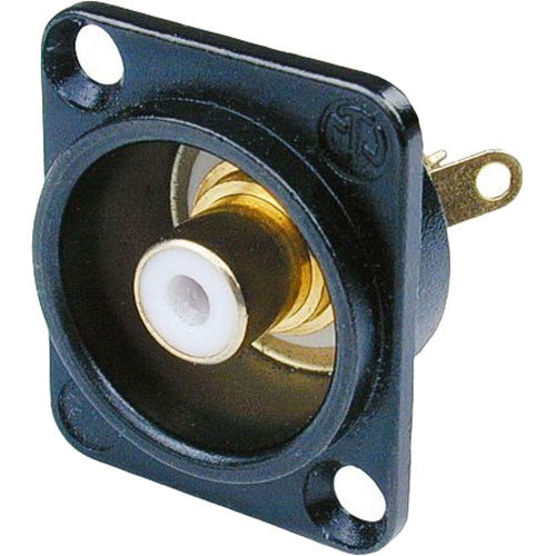 Neutrik NF2D-B-9 - Black Panel Mount RCA Jack with White Isolation Washers