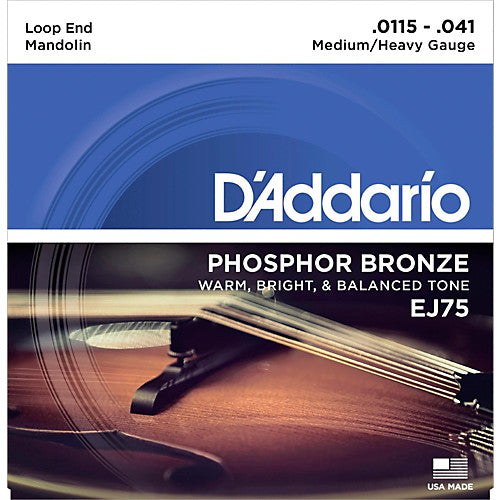 D'Addario EJ75 - SET MANDOLIN PHOS BRZ MED/HVY