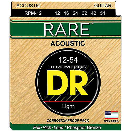 DR Strings RPM-12 (Light) - RARE - Phosphor Bronze Acoustic: 12, 16, 24, 32, 42, 54