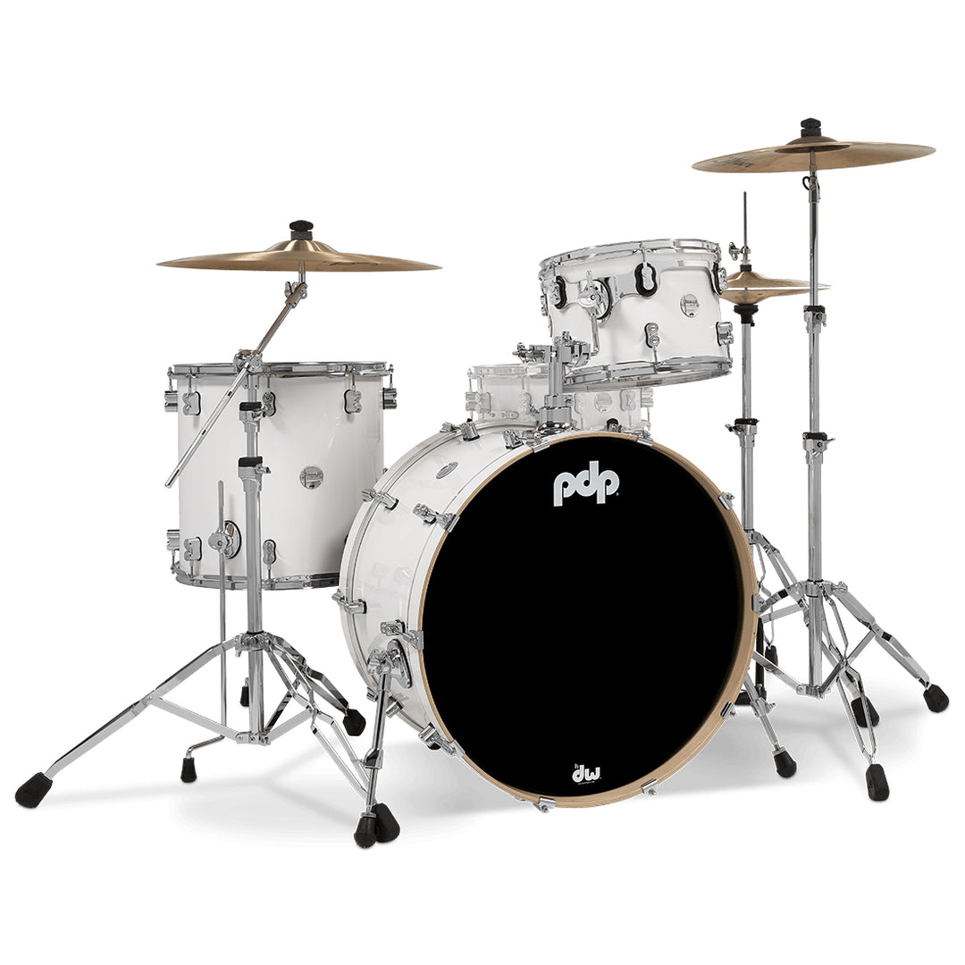 PDP Concept Maple Lacquer CM Rock Kit Shell Pack w/ Chrome Hardware (14x24, 9x13, 16x16FT) - Pearlescent White