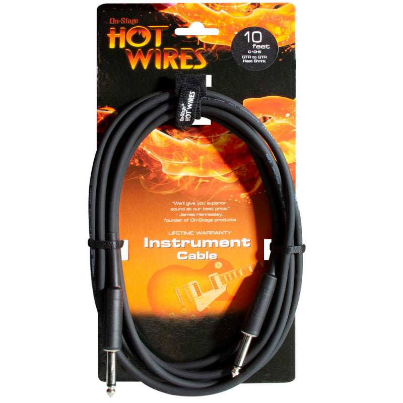 On-Stage IC-10HS Instrument Cable with Heat-Shrink Relief QTR-QTR -10‚Äô