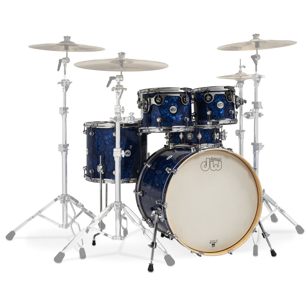 DW Design Series 5-Piece Shell Pack Finish Ply Drum Set (18x22, 8x10, 9x12, 14x16, 5.5x14) - Deep Blue Marine