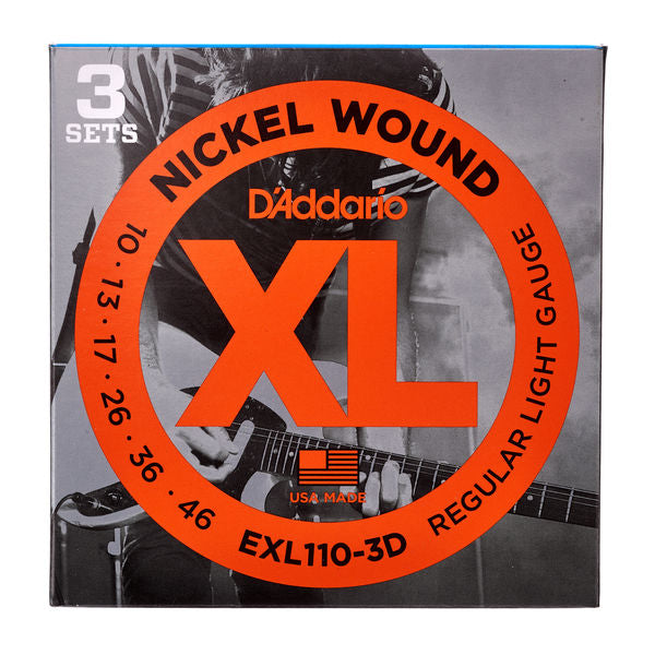 D'Addario EXL110-3D - 3-PACK ELEC GTR XL REG LITE