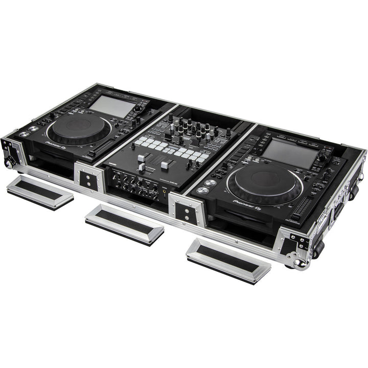 Odyssey FZ10CDJWXD Coffin Flight Case for 10” DJ Mixer & 2x Media Players - Silver and Black