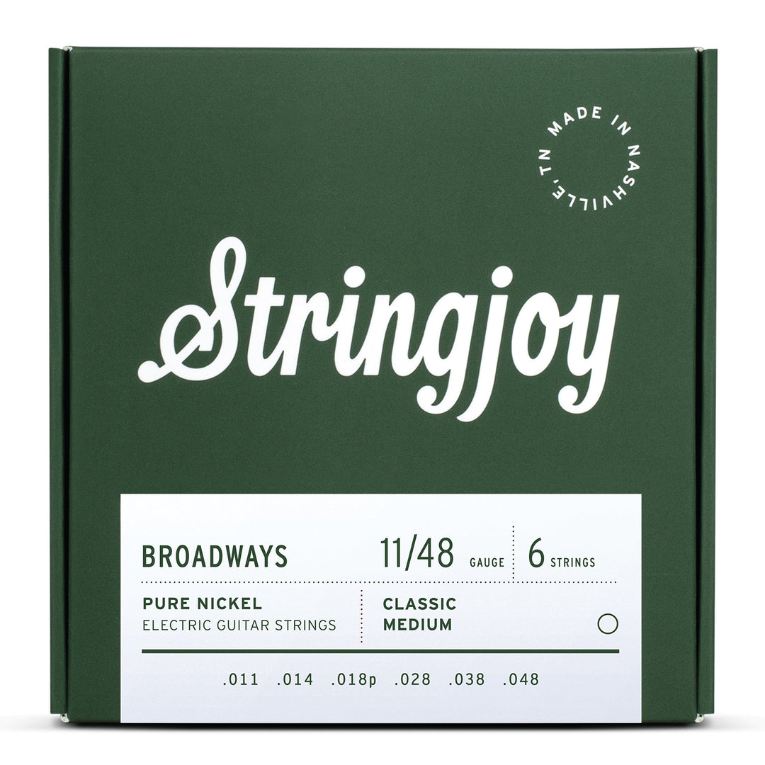 Stringjoy Broadways | Classic Medium Gauge (11-48) Pure Nickel Electric Guitar Strings