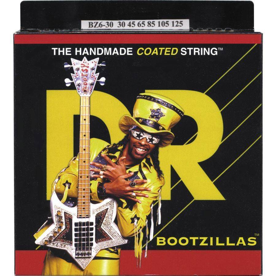 DR Strings BZ6-30 (Medium 6's) - BOOTZILLAS  - Coated Stainless Steel Bass: 30, 45, 65, 85, 105, 125