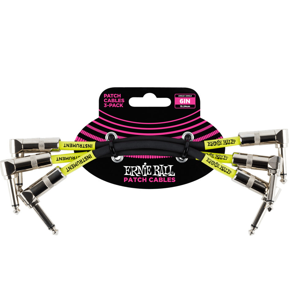 Ernie Ball Angle Patch Cable (3-Pack) Black 6”
