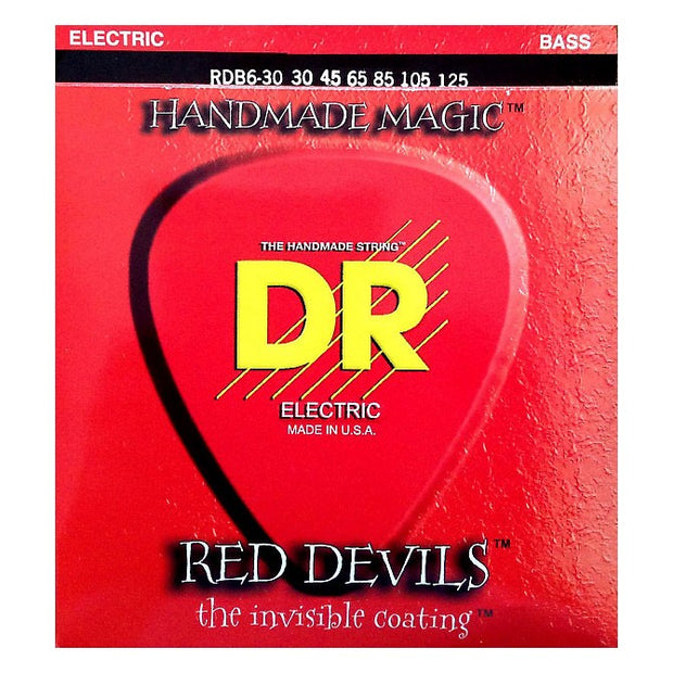 DR Strings RDB6-30 (Medium 6's) - RED DEVILS  - RED Coated Bass: 30, 45, 65, 85, 105, 125