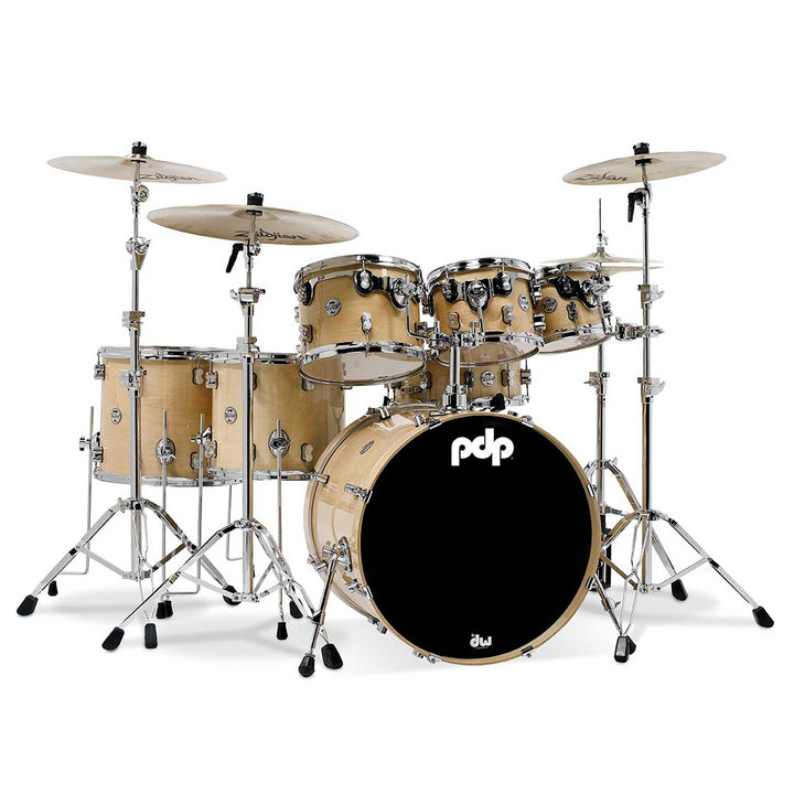 PDP Concept Maple Lacquer CM7 7-Piece Kit Shell Pack w/ Chrome Hardware (18x22 w/ BDM, 7x8, 8x10, 9x12, 12x14FT, 14x16FT, 5.5x14 Snare) - Natural Lacquer
