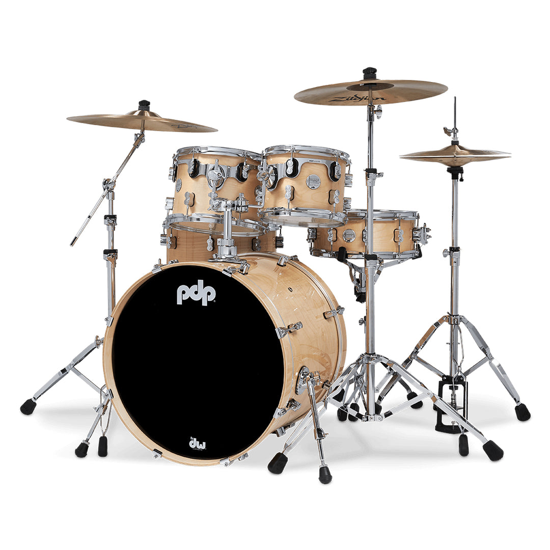 PDP Concept Maple Lacquer CM5 5-Piece Kit Shell Pack w/ Chrome Hardware (18x22 w/ BDM, 8x10, 9x12, 14x16FT, 5.5x14 Snare) - Natural Lacquer
