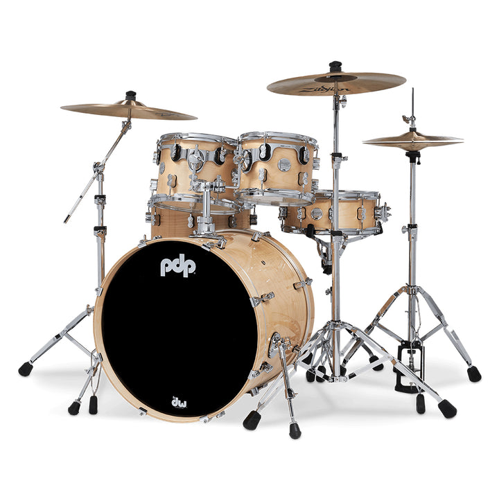 PDP Concept Maple Lacquer CM5 5-Piece Kit Shell Pack w/ Chrome Hardware (18x22 w/ BDM, 8x10, 9x12, 14x16FT, 5.5x14 Snare) - Natural Lacquer
