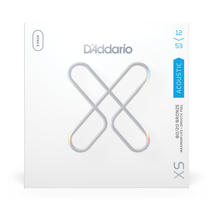 D'Addario XS ACOUSTIC GUITAR STRINGS - 80/20 BRONZE, LIGHT (3-PACK)