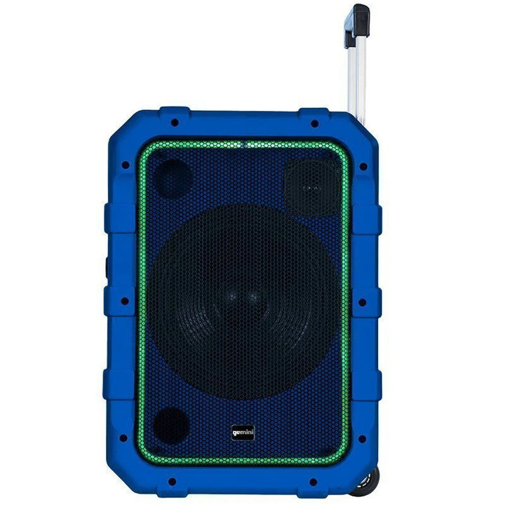 Gemini MPA-2400 Weather-Resistant Battery-Powered Trolley Speaker w/ Bluetooth and LED Light - Blue
