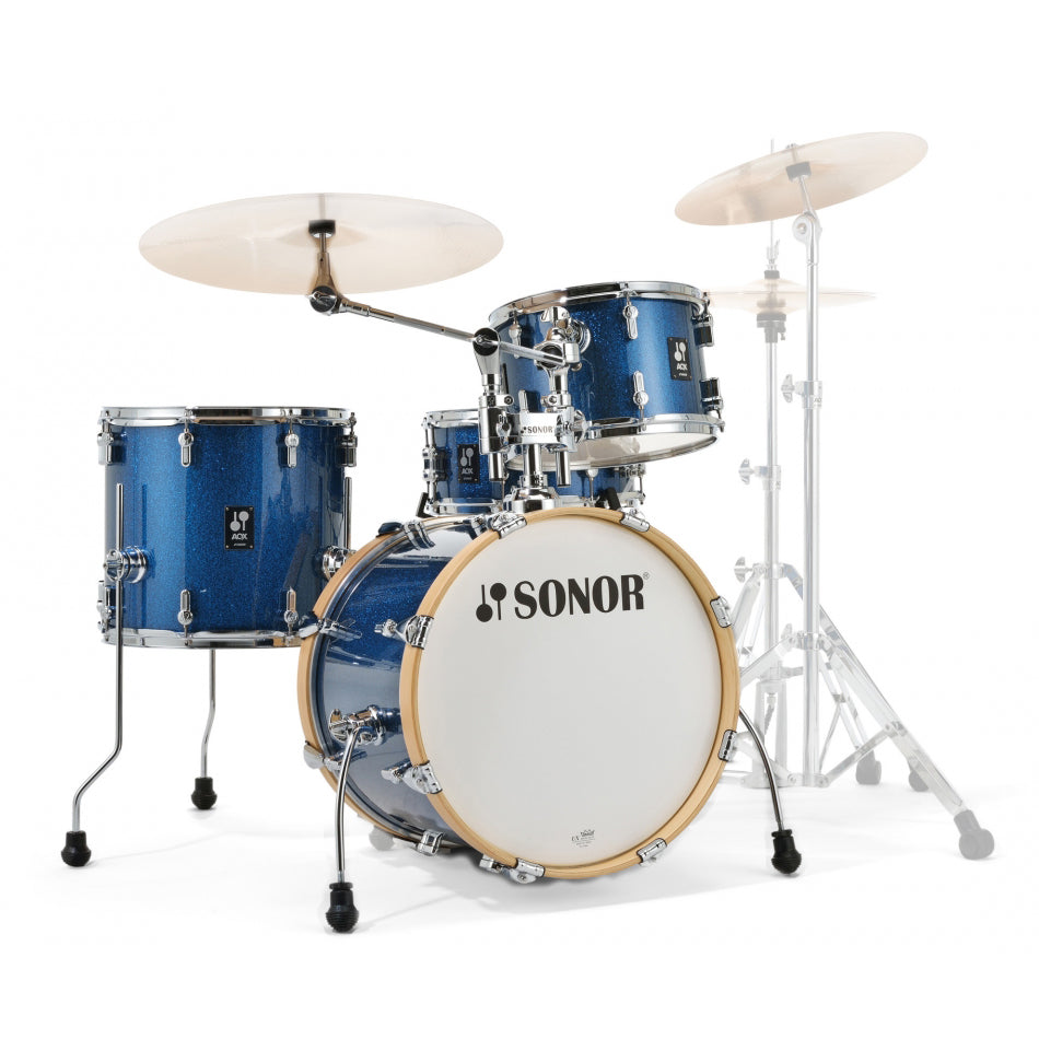 Sonor AQX Jazz Set 4-Piece Drum Kit  with Cymbal / Tom Holder - Blue Ocean Sparkle